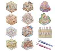 Lot de 10 autocollants 3D pour créer votre propre restaurant, café, bibliothèque, pour adultes et enfants, pour soulager la pression du travail, de la vie et de l'école