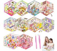 Lot de 10 autocollants 3D pour maison - Non toxiques et sûrs - Thérapie de scène miniature 3D pour enfants et adultes - Scènes d'autocollants anti-stress avec pince à épiler - Kit créatif amusant et