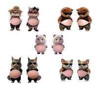 Lot de 10 autocollants 3D pour ventre de chien et de chat, autocollants 3D en forme d'animal Shiba Inu, protection du ventre souple, anti-collision (blanc)