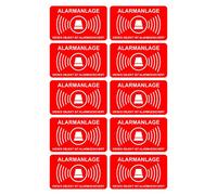 Lot de 10 autocollants alarmes 5 cm x 3 cm | Sécurité alarme, résistant aux intempéries et protection UV