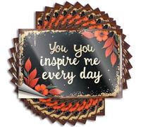 Lot de 10 autocollants amusants avec citation florale « You Inspire Me Every Day » (6 x 9 cm)