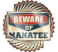 Lot de 10 autocollants amusants avec inscription « Beware of Manatee » pour décoration d'intérieur (6 x 9 cm)