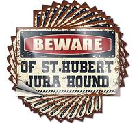 Lot de 10 autocollants amusants avec inscription « Beware of St.Hubert Jura Hound » (8 x 12 cm)