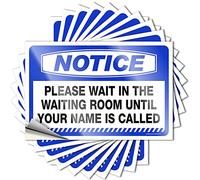 Lot de 10 autocollants amusants avec inscription « Please Wait in The Waiting Room Until Your Name is Called » (8 x 12 cm)