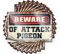 Lot de 10 autocollants amusants « Beware of Attack Pigeon » pour adultes (12 x 18 cm)
