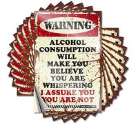 Lot de 10 autocollants amusants d'avertissement de consommation d'alcool pour voitures (8 x 12 cm)