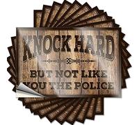 Lot de 10 autocollants amusants Knock Hard But Not Like You The Police pour voiture (12 x 18 cm)