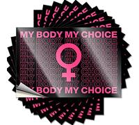 Lot de 10 autocollants amusants My Body Choice pour les droits des femmes (8 x 12 cm)