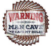 Lot de 10 autocollants amusants pour adultes avec inscription « Cave My » et « Rules » - Accessoires de bar sarcastiques - 8 x 12 cm