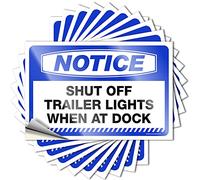 Lot de 10 autocollants amusants pour adultes avec inscription « Shut Off Trailer Lights When at Dock » (6 x 9 cm)
