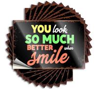 Lot de 10 autocollants amusants pour adultes avec inscription « You Look So Much Better When Smile » (8 x 12 cm)