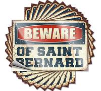 Lot de 10 autocollants amusants pour boîte à outils avec inscription « Beware of Saint Bernard » pour homme (8 x 12 cm)