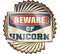 Lot de 10 autocollants amusants pour boîte à outils « Beware of Unicorn » - Accessoires de voiture - Panneau « No Stupid People » (6 x 9 cm)