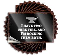 Lot de 10 autocollants amusants pour fenêtre de voiture avec inscription « I Have Two Tire and I'm Rocking Them Both » (12 x 18 cm)