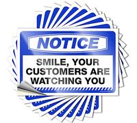 Lot de 10 autocollants amusants pour fenêtre de voiture avec inscription « Notice Smile, Your Customers are Watching You » (12 x 18 cm)