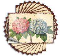 Lot de 10 autocollants amusants pour mécanicien avec fleurs d'hortensia roses et bleues avec feuilles vertes (12 x 18 cm)