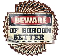 Lot de 10 autocollants amusants pour pare-chocs avec inscription « Beware of Gordon Setter » (8 x 12 cm)