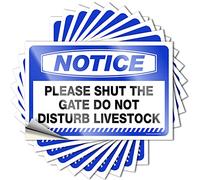 Lot de 10 autocollants amusants pour pare-chocs avec inscription « Notice Please Shut The Gate Do Not Disturb Livestock » pour adultes - 8 x 12 cm