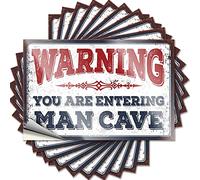 Lot de 10 autocollants amusants pour pare-chocs avec inscription « Warning You are Entering Man Cave » (12 x 18 cm)