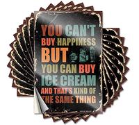 Lot de 10 autocollants amusants pour pare-chocs avec inscription « You Can't Buy Happiness But Can Ice Cream » pour boîte à outils (6 x 9 cm)