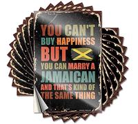 Lot de 10 autocollants amusants pour pare-chocs avec inscription « You Can't Buy Happiness But Can Marry A Jamaican » - 6 x 9 cm