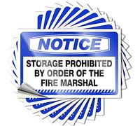 Lot de 10 autocollants amusants pour pare-chocs - Avis de stockage interdit par Order of The Fire Marshal - 12 x 18 cm