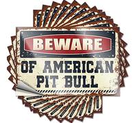 Lot de 10 autocollants amusants pour pare-chocs de voiture avec inscription « Beware of American Pit Bull » (8 x 12 cm)