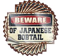 Lot de 10 autocollants amusants pour pare-chocs de voiture avec inscription « Beware of Japanese Bobtail » (6 x 9 cm)