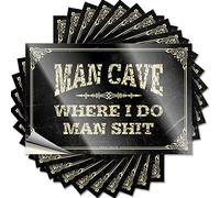 Lot de 10 autocollants amusants pour pare-chocs de voitures et hommes avec inscription « Cave Where I Do Shit » (12 x 18 cm)