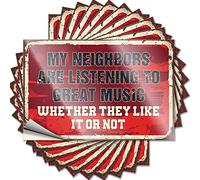Lot de 10 autocollants amusants pour pare-chocs My Neighbors are Listening to Great Music - 12 x 18 cm