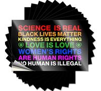 Lot de 10 autocollants amusants pour pare-chocs pour adultes - Science is Real Black Lives Matter BLM Love Rainbow - Autocollants amusants pour voitures et hommes - Décoration de grotte (8 x 12 cm)