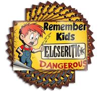 Lot de 10 autocollants amusants pour pare-chocs « Remember, Electricity is Dangerous ». Soyez prudent ! Autocollants d'avertissement pour caverne d'homme (6 x 9 cm)