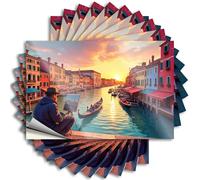 Lot de 10 autocollants amusants pour pare-chocs Un peintre capture la beauté du coucher de soleil de Venise. Autocollants pour boîte à outils et décalcomanies Love (12 x 18 cm)