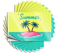 Lot de 10 autocollants amusants pour pare-chocs Une petite île avec deux palmiers au milieu de l'océan (12 x 18 cm)