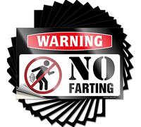 Lot de 10 autocollants amusants pour voiture avec avertissement sans péter (12 x 18 cm)
