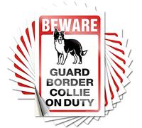 Lot de 10 autocollants amusants pour voiture avec inscription « Beware! Guard Border Collie On Duty » pour femme (6 x 9 cm)