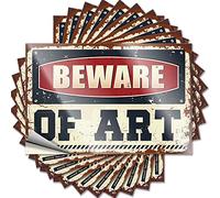 Lot de 10 autocollants amusants pour voiture avec inscription « Beware of Art » pour adultes (12 x 18 cm)