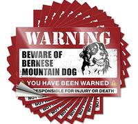 Lot de 10 autocollants amusants pour voiture avec inscription « Beware of Bernois Mountain Dog » (12 x 18 cm)