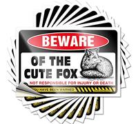Lot de 10 autocollants amusants pour voiture avec inscription « Beware of Cute Fox » (8 x 12 cm)