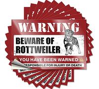 Lot de 10 autocollants amusants pour voiture avec inscription « Beware of Rottweiler » (6 x 9 cm)