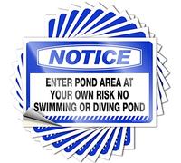Lot de 10 autocollants amusants pour voiture avec inscription « Enter Pond Area at Your Own Risk » pour adultes (6 x 9 cm)