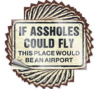 Lot de 10 autocollants amusants pour voiture avec inscription « If s Could Fly This Place Would Be an Airport » (12 x 18 cm)