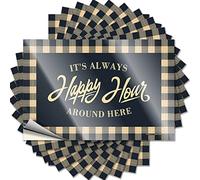 Lot de 10 autocollants amusants pour voiture avec inscription « It's Always Happy Hour Around Here » (12 x 18 cm)