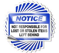 Lot de 10 autocollants amusants pour voiture avec inscription « Not Responsible for Lost or Stolen Items Left Behind » pour votre voiture (8 x 12 cm)