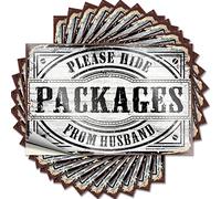 Lot de 10 autocollants amusants pour voiture avec inscription « Please Hide Packages from Husband » (8 x 12 cm)
