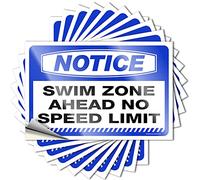 Lot de 10 autocollants amusants pour voiture avec inscription « Swim Zone Ahead No Speed Limit » (12 x 18 cm)