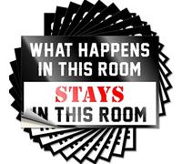 Lot de 10 autocollants amusants pour voiture avec inscription « What Happens in This Room Stays in This Room » (6 x 9 cm)