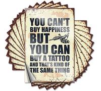 Lot de 10 autocollants amusants pour voiture avec inscription « You Can't Buy Happiness But Can A Tattoo » pour adultes (6 x 9 cm)
