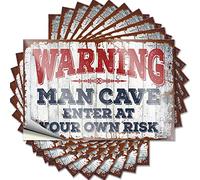 Lot de 10 autocollants amusants pour voiture Inscription « Enter at Your Own Risk » pour homme - Panneaux d'avertissement pour chambre à coucher (12 x 18 cm)