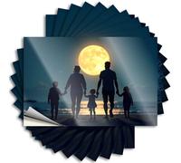 Lot de 10 autocollants amusants pour voiture Motif famille marchant sur la plage sous une pleine lune 8 x 12 cm